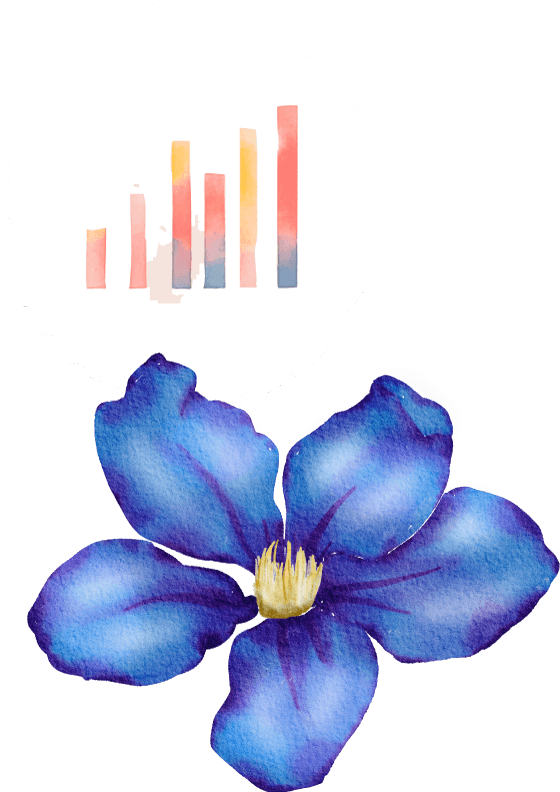 青色の花とグラフのイラスト